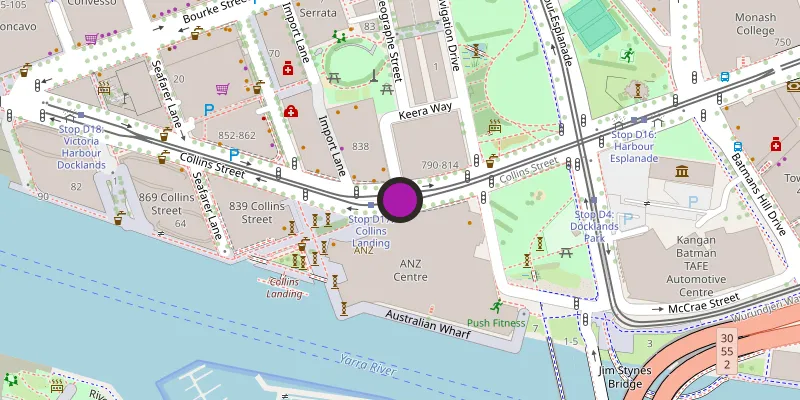 Map showing the Collins Street, Docklands cantina