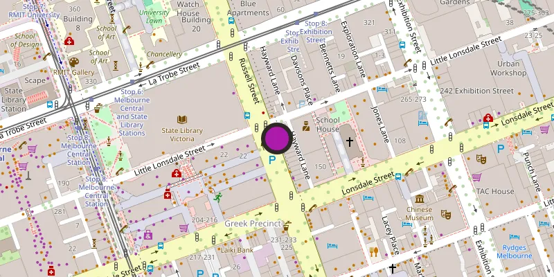 Map showing the Lonsdale Street cantina